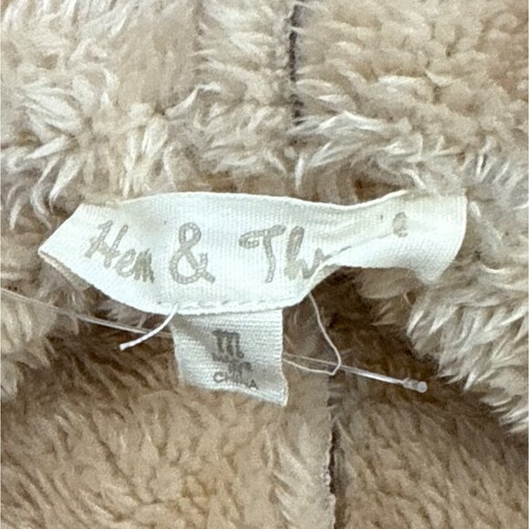 Hem & Thread Womens Faux Suede Open Front Jacket With Sherpa Lining Sz M - Picture 8 of 10